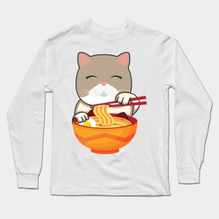 'Kawaii Anime Cat Ramen' Cool Japanese Cats Long Sleeve T-Shirt